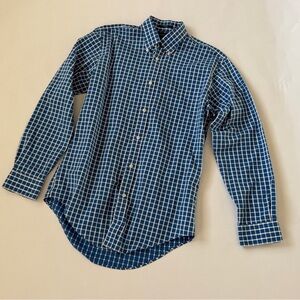 Lands' End Blue Checkered Men's Shirt